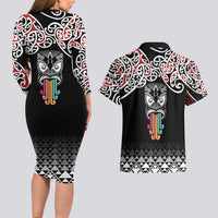 Kia Kaha Te Reo Maori Couples Matching Long Sleeve Bodycon Dress and Hawaiian Shirt 50 Years Mo Ake Tonu Te Reo - Polynesian Pride
