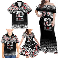 Kia Kaha Te Reo Maori Family Matching Off Shoulder Maxi Dress and Hawaiian Shirt 50 Years Mo Ake Tonu Te Reo - Polynesian Pride