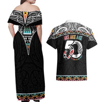 50 Years Kia Kaha Te Reo Maori Couples Matching Off Shoulder Maxi Dress and Hawaiian Shirt Ake Ake Ake! - Polynesian Pride