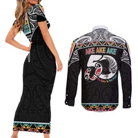50 Years Kia Kaha Te Reo Maori Couples Matching Short Sleeve Bodycon Dress and Long Sleeve Button Shirt Ake Ake Ake! - Polynesian Pride