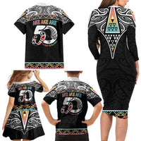 50 Years Kia Kaha Te Reo Maori Family Matching Long Sleeve Bodycon Dress and Hawaiian Shirt Ake Ake Ake! - Polynesian Pride