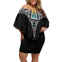 50 Years Kia Kaha Te Reo Maori Off Shoulder Short Dress Ake Ake Ake! - Polynesian Pride
