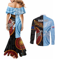 personalised-fiji-and-australia-couples-matching-mermaid-dress-and-long-sleeve-button-shirts-masi-patterns-mix-aboriginal-art