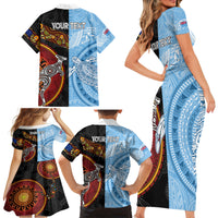 personalised-fiji-and-australia-family-matching-short-sleeve-bodycon-dress-and-hawaiian-shirt-masi-patterns-mix-aboriginal-art