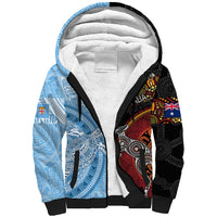 Personalised Fiji and Australia Sherpa Hoodie Masi Patterns Mix Aboriginal Art LT7 Unisex Colorful - Polynesian Pride