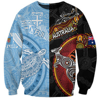 Personalised Fiji and Australia Sweatshirt Masi Patterns Mix Aboriginal Art LT7 Unisex Colorful - Polynesian Pride