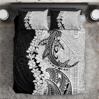 Polynesian Plumeria Lei Bedding Set with Hammerhead Shark