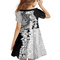 Polynesian Plumeria Lei Kid Short Sleeve Dress with Hammerhead Shark