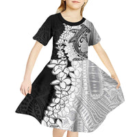 Polynesian Plumeria Lei Kid Short Sleeve Dress with Hammerhead Shark