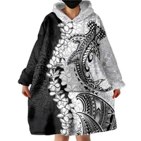 Polynesian Plumeria Lei Wearable Blanket Hoodie with Hammerhead Shark LT7 - Polynesian Pride