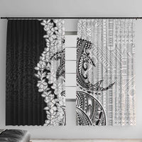 Polynesian Plumeria Lei Window Curtain with Hammerhead Shark LT7 With Hooks Black - Polynesian Pride