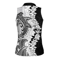 Polynesian Plumeria Lei Women Sleeveless Polo Shirt with Hammerhead Shark LT7 - Polynesian Pride
