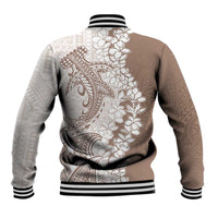 Polynesian Beige Plumeria Lei Baseball Jacket with Hammerhead Shark LT7 - Polynesian Pride