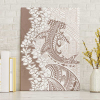 Polynesian Beige Plumeria Lei Canvas Wall Art with Hammerhead Shark LT7 Without Frame Beige - Polynesian Pride