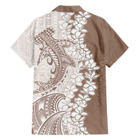Polynesian Beige Plumeria Lei Hawaiian Shirt with Hammerhead Shark LT7 - Polynesian Pride