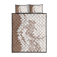 Polynesian Beige Plumeria Lei Quilt Bed Set with Hammerhead Shark LT7 - Polynesian Pride