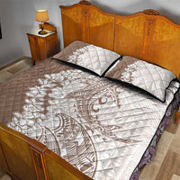 Polynesian Beige Plumeria Lei Quilt Bed Set with Hammerhead Shark LT7 - Polynesian Pride