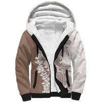 Polynesian Beige Plumeria Lei Sherpa Hoodie with Hammerhead Shark LT7 Unisex Beige - Polynesian Pride