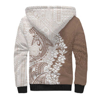 Polynesian Beige Plumeria Lei Sherpa Hoodie with Hammerhead Shark LT7 - Polynesian Pride