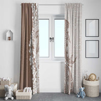 Polynesian Beige Plumeria Lei Window Curtain with Hammerhead Shark LT7 - Polynesian Pride