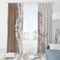 Polynesian Beige Plumeria Lei Window Curtain with Hammerhead Shark LT7 - Polynesian Pride
