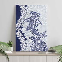 Polynesian Navy Blue Plumeria Lei Canvas Wall Art with Hammerhead Shark LT7 - Polynesian Pride