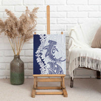 Polynesian Navy Blue Plumeria Lei Canvas Wall Art with Hammerhead Shark LT7 - Polynesian Pride