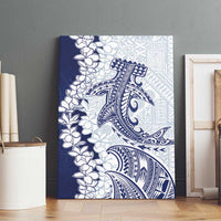 Polynesian Navy Blue Plumeria Lei Canvas Wall Art with Hammerhead Shark LT7 - Polynesian Pride