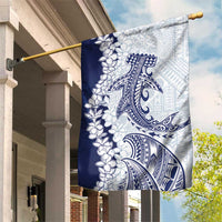 Polynesian Navy Blue Plumeria Lei Garden Flag with Hammerhead Shark LT7 House Flag Navy Blue - Polynesian Pride