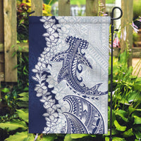 Polynesian Navy Blue Plumeria Lei Garden Flag with Hammerhead Shark LT7 Garden Flag Navy Blue - Polynesian Pride