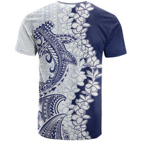 Polynesian Navy Blue Plumeria Lei T Shirt with Hammerhead Shark LT7 - Polynesian Pride