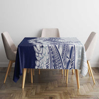 Polynesian Navy Blue Plumeria Lei Tablecloth with Hammerhead Shark LT7 - Polynesian Pride
