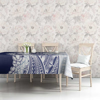 Polynesian Navy Blue Plumeria Lei Tablecloth with Hammerhead Shark LT7 - Polynesian Pride