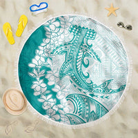Polynesian Teal Plumeria Lei Beach Blanket with Hammerhead Shark LT7 One Size 150cm Teal - Polynesian Pride