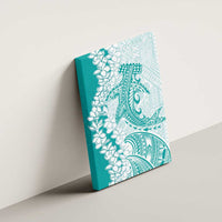 Polynesian Teal Plumeria Lei Canvas Wall Art with Hammerhead Shark LT7 - Polynesian Pride