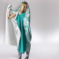 Polynesian Teal Plumeria Lei Hooded Blanket with Hammerhead Shark LT7 - Polynesian Pride