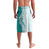 Polynesian Teal Plumeria Lei Lavalava with Hammerhead Shark LT7 - Polynesian Pride