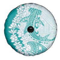 Polynesian Teal Plumeria Lei Spare Tire Cover with Hammerhead Shark LT7 - Polynesian Pride
