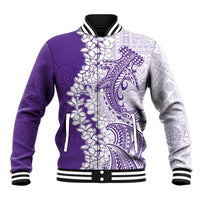 Polynesian Purple Plumeria Lei Baseball Jacket with Hammerhead Shark LT7 Unisex Purple - Polynesian Pride