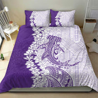 Polynesian Purple Plumeria Lei Bedding Set with Hammerhead Shark