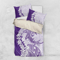 Polynesian Purple Plumeria Lei Bedding Set with Hammerhead Shark