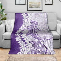 Polynesian Purple Plumeria Lei Blanket with Hammerhead Shark LT7 - Polynesian Pride