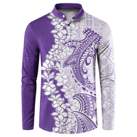 Polynesian Purple Plumeria Lei Button Sweatshirt with Hammerhead Shark LT7 Purple - Polynesian Pride