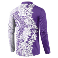 Polynesian Purple Plumeria Lei Button Sweatshirt with Hammerhead Shark LT7 - Polynesian Pride