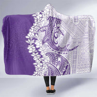 Polynesian Purple Plumeria Lei Hooded Blanket with Hammerhead Shark LT7 One Size Purple - Polynesian Pride