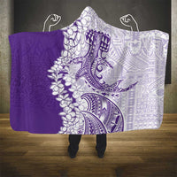 Polynesian Purple Plumeria Lei Hooded Blanket with Hammerhead Shark LT7 - Polynesian Pride