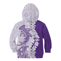 Polynesian Purple Plumeria Lei Kid Hoodie with Hammerhead Shark