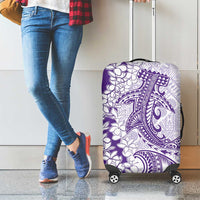 Polynesian Purple Plumeria Lei Luggage Cover with Hammerhead Shark LT7 - Polynesian Pride