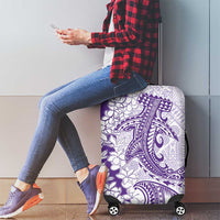 Polynesian Purple Plumeria Lei Luggage Cover with Hammerhead Shark LT7 - Polynesian Pride