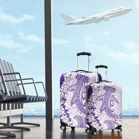 Polynesian Purple Plumeria Lei Luggage Cover with Hammerhead Shark LT7 - Polynesian Pride